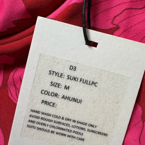 Acacia Swimwear Suki Full Piece Ahunui Pink and Red Floral Swimsuit Medium NWT - Picture 3 of 8